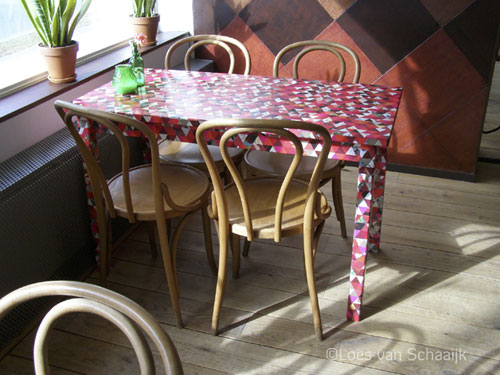 Tafel voor het caf van Bosch in Arnhem2 collage op hout 2012